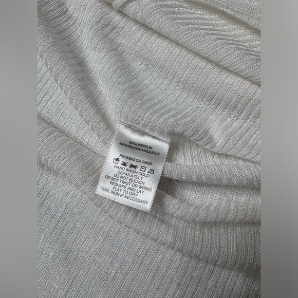 Nice+Zoe linen viscose white ivory open or tie front cardigan S - Picture 5 of 5